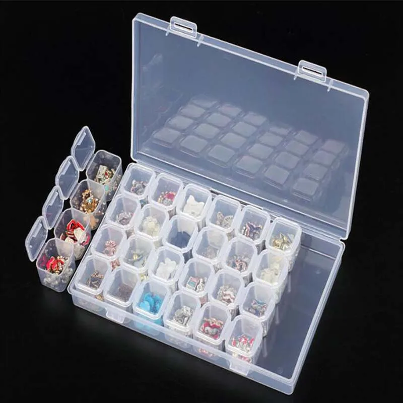 

28 Slots Diamond Painting Boxes Dismountable Diamond Embroidery Accessories Cross Stitch Cases Storage Organizer Home Storage