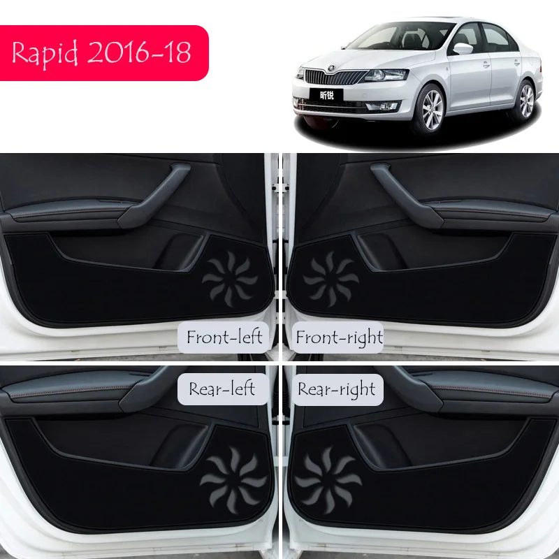 

For Skoda Rapid 2016 2017 2018 Car Door Anti-Kick Pad Mat Protector Cover Stickers Car Styling 4Pcs/Set