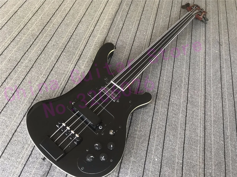 

Custom guitar;black 4003 bass guitar;Fretless with line;Dual outputs;Gotoh tuners;Free shipping