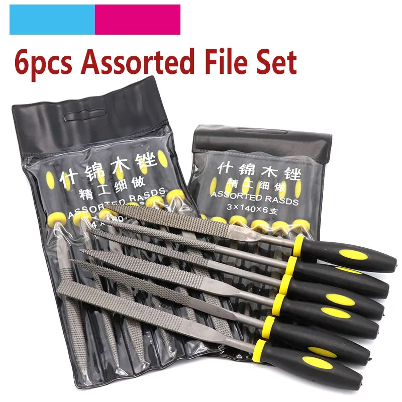 

6pcs 140/160/180mm Assorted File Mini Rasp Diamond Needle File set Repair Tool Wood Grinding Hand File Tools