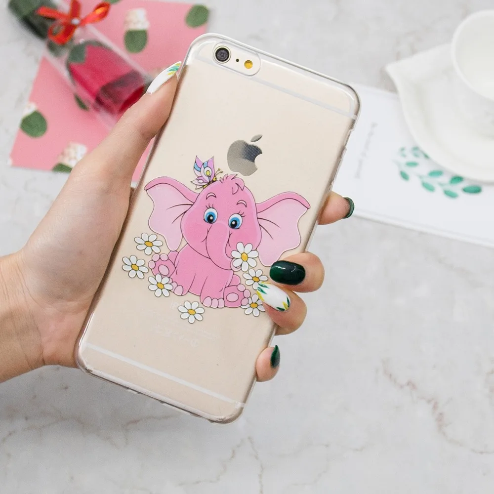 Для iPhone 6 Plus милый мягкий Силиконовый ТПУ для 6s P + случаях Черный Защитный корпус