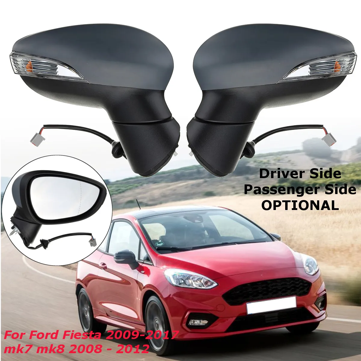 Right /Left Car Door Electric Wing Mirror Heated Driver Or Passenger Side for Ford for Fiesta