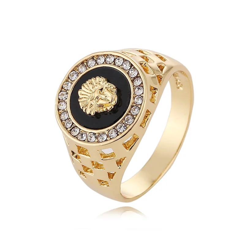 2018 Vintage Male Gold Lion Head Ring For Men Wedding Engagement Rings Punk Rock Biker Men's Ring Jewelry