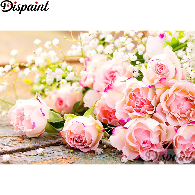 

Dispaint Full Square/Round Drill 5D DIY Diamond Painting "Pink flower" Embroidery Cross Stitch 3D Home Decor A10954