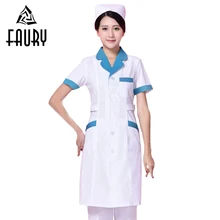 Рабочая одежда медсестры с коротким рукавом летние регулируемые талии салон красоты Комбинезоны Женский Доктор длинное пальто дружка Рабочая Униформа одежда