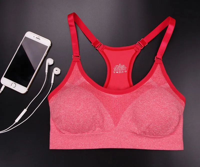

Sexy Women Yoga Top Running Push Up Yoga Shirts Gym Shirt Women Beauty Back Female T Shirt Padded Brassiere Sport Soutien Gorge