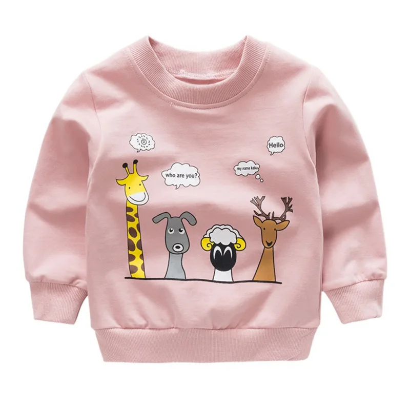 

2019 autumn new Kids long sleeve T shirt Sweatshirt baby boys girls cute cartoon animals print casual Clothes