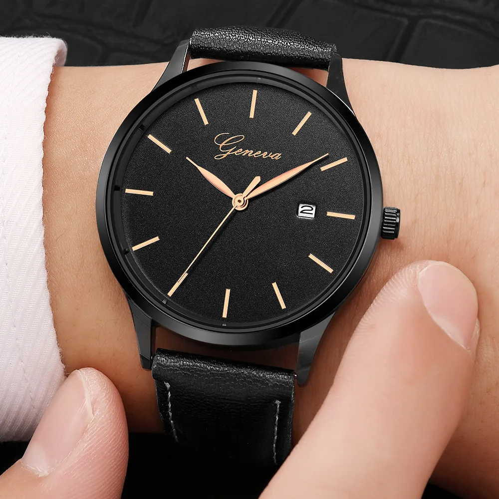 

OTOKY Watch Men Watch New Fashion Men's Luxury Leather Band Date Analog Quartz Diamond Wrist Watch Men Wristwatch Clock 19May02