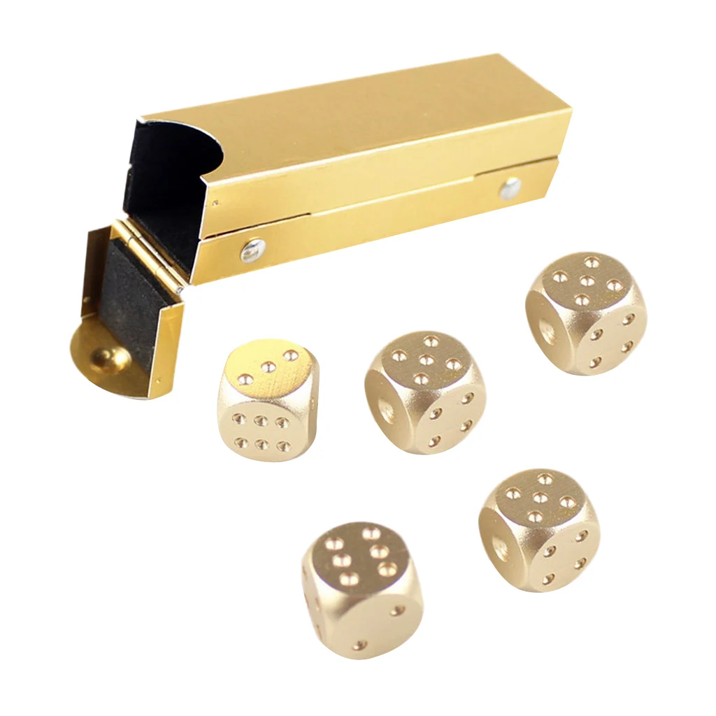 5 Pieces Aluminum Alloy 6 Sided Square Cube Spot Dice Round Corner for Camping Travell Birthday Family Party Games Supplies