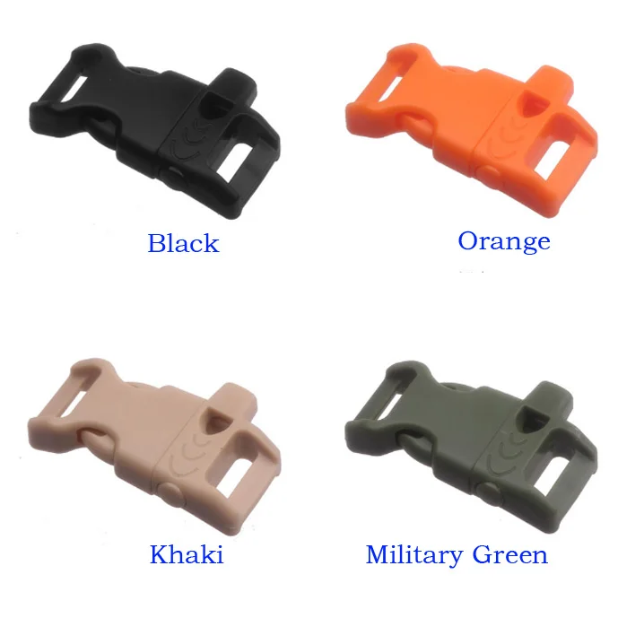 

10pcs Mixed Color 14mm 5/8" KAM Curved Whistle Side Release Buckle for Paracord Bracelets Emergency Survival Gear #MB0007