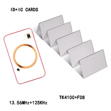 200 шт./лот nfc 1 k S50 F08 и EM4100 TK4100 пустой двухчастотный карты тонкий ПВХ карты RFID 13,56 МГц и 125 кГц