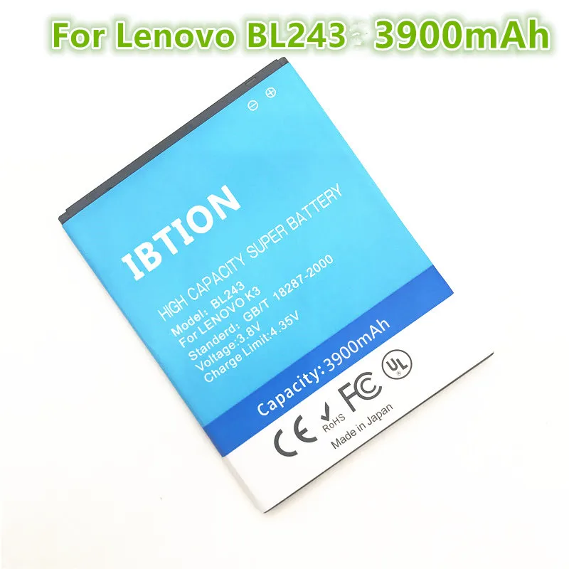 Ibtion 3900 мА/ч, BL243 Батарея для lenovo K3 Примечание K50-T5 K50-T3S A7000 A5500 A5860 A5600 A7600