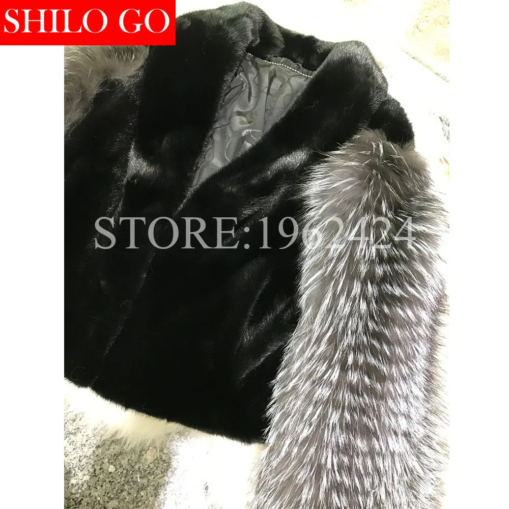 Luxe Haute Le Vison Nouvelle Revers De Grande Court À Hiver Mode Manches Renard Costume Noir Fourrure Femmes Tout Taille Manteau Qualité YvSwqwF8x