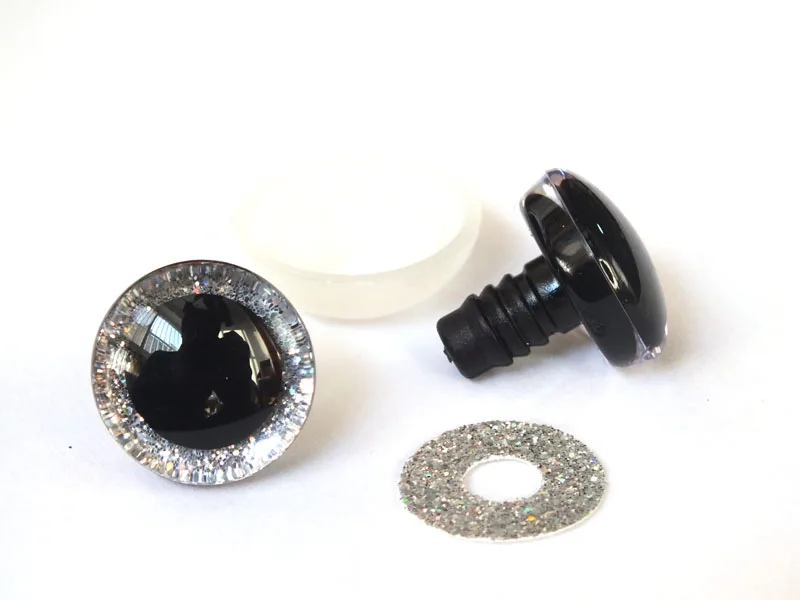 20pcs 12mm/14mm/16mm/20mm/25mm clear trapezoid plastic safety toy eyes + glitter Nonwovens -Can choose size and color 7