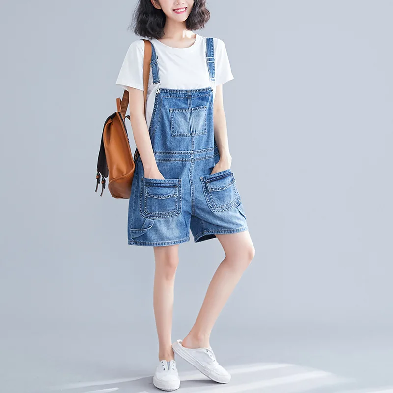 

Johnature Lady Playsuits Casual Straight Solid Color Pockets 2019 New Summer Clothes Korea Style Comfortable Women Jumpsuit