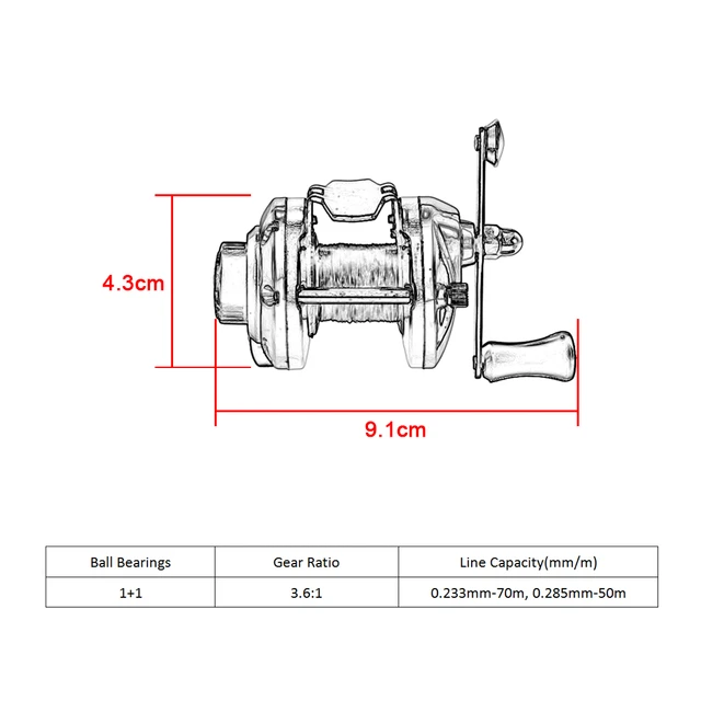 Portable Full Metal Mini Ice Fishing Reel 3.6:1 Winter Wheel River