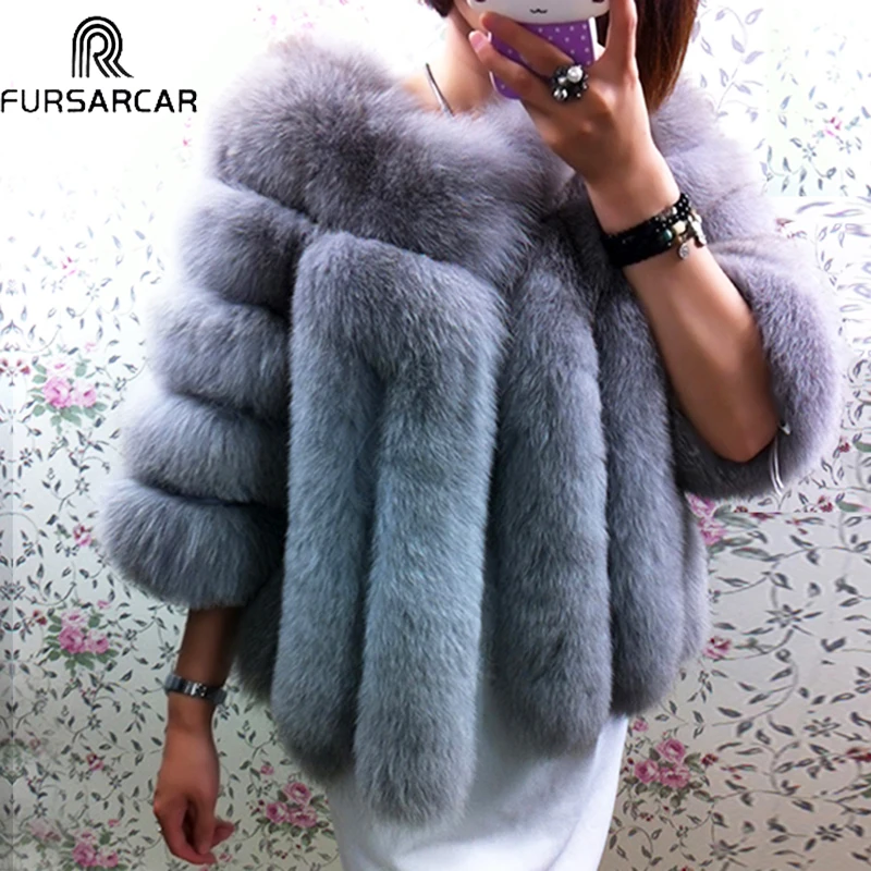 En Ligne FURSARCAR hiver réel manteau de fourrure femmes peau entière véritable fourrure femme Natrual renard fourrure vestes nouvelle mode court femmes vraie fourrure