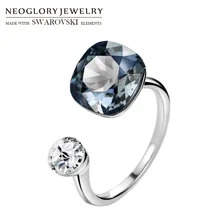 Neoglory, кристалл и стразы, квадратный дизайн, кольцо на палец, двойной цвет, для классического женщин, украшенное кристаллами Swarovski