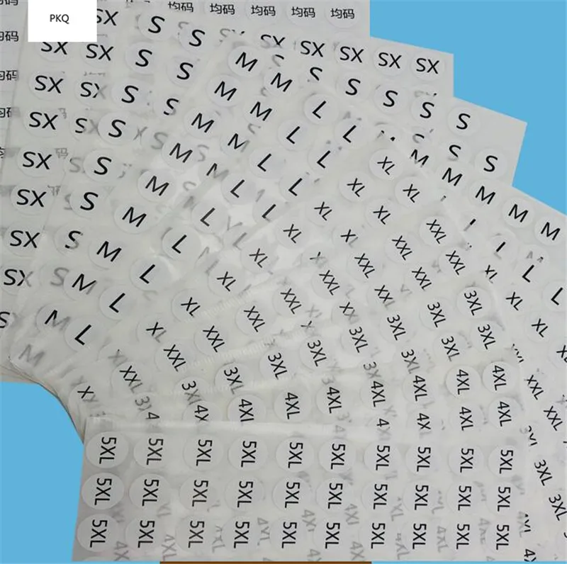 1000 шт прозрачные самоклеящиеся этикетки для одежды размер одежды этикетки ярлыки размер наклейки XS/S/M/L/XL/XXL/3XL/4XL