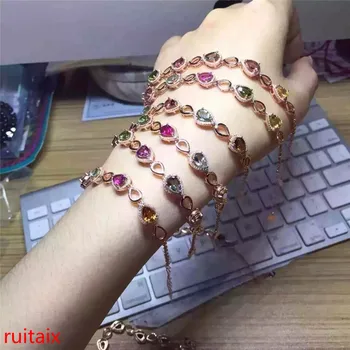 

KJJEAXCMY fine jewelry S925 pure silver bracelet natural bee color 6 gem female jewelry free shipping.