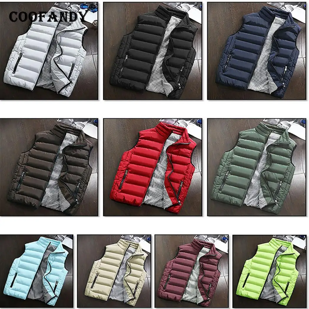 

Autumn Winter Thick Vest Men Sleeveless Outfit Autumn, Stand Waistcoat Casual Solid Zipper Casual Pocket