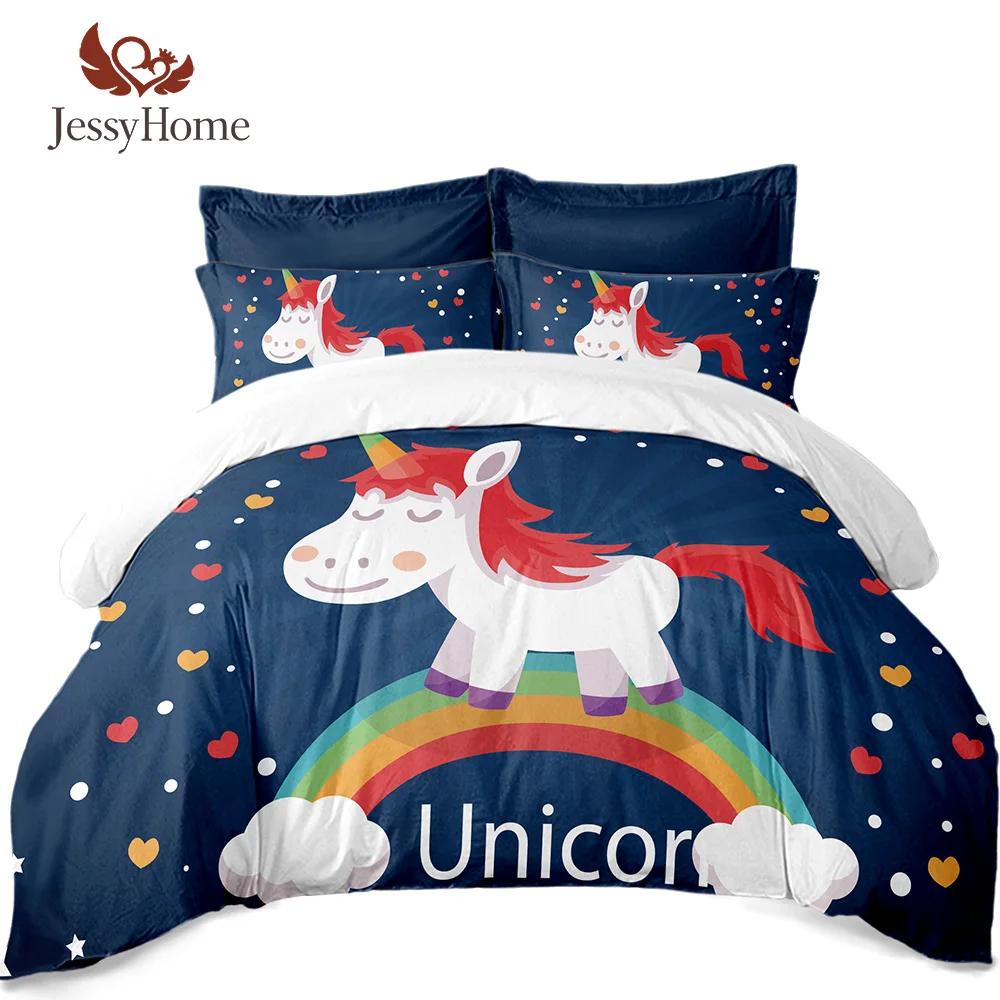 Cartoon Unicorn Design Bedding Set Kids Gift Bed Linens Various