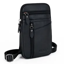 Мужская кожаная Высококачественная модная сумка через плечо, поясная сумка с крючком, чехол для телефона, портсигар, кошелек