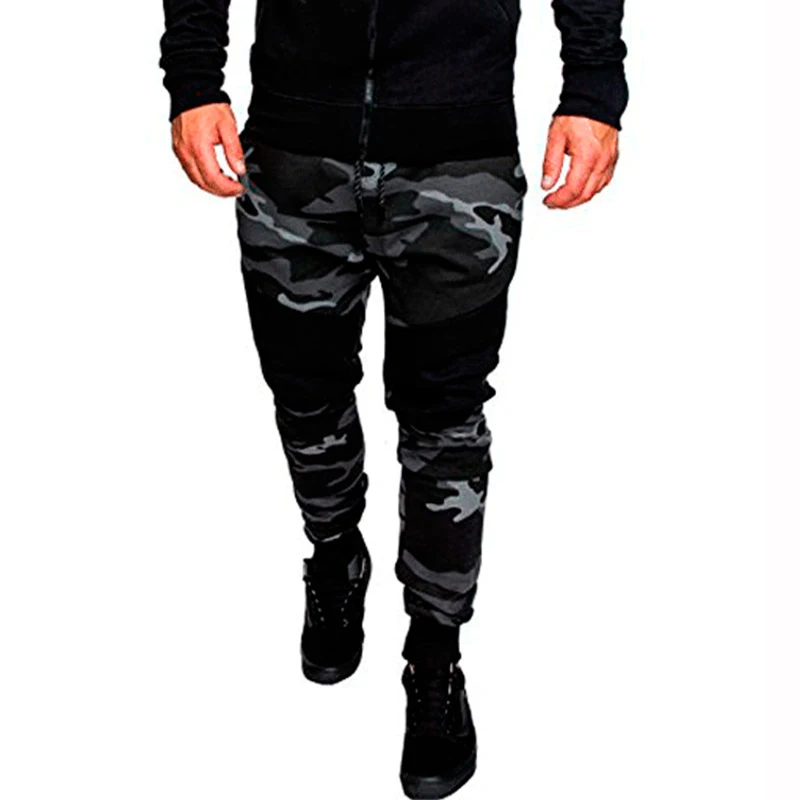 New Fashion Camo Army Men Pants Patchwork Elastic Waist