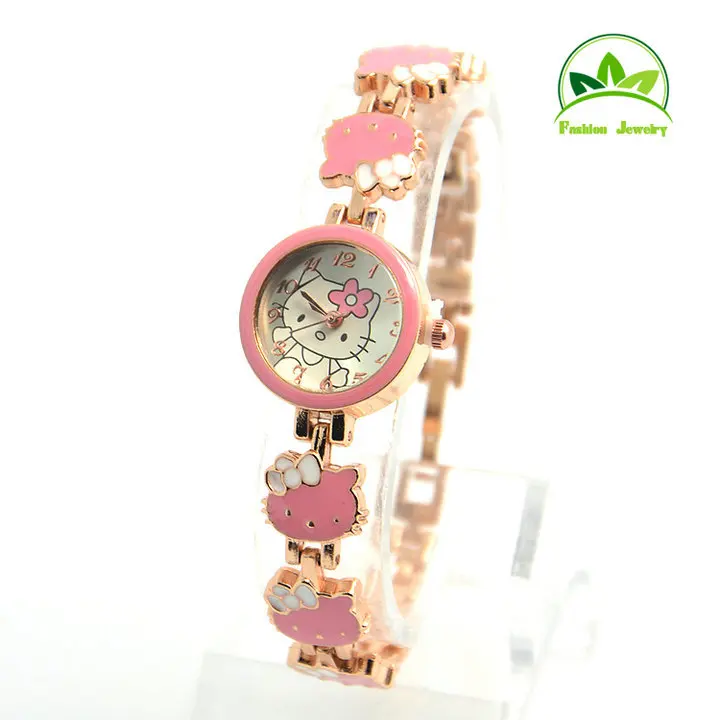 Hot Sales Lovely Hello Kitty Watch Children Girls Women Fashion Dress Quartz Wrist Watch GO085
