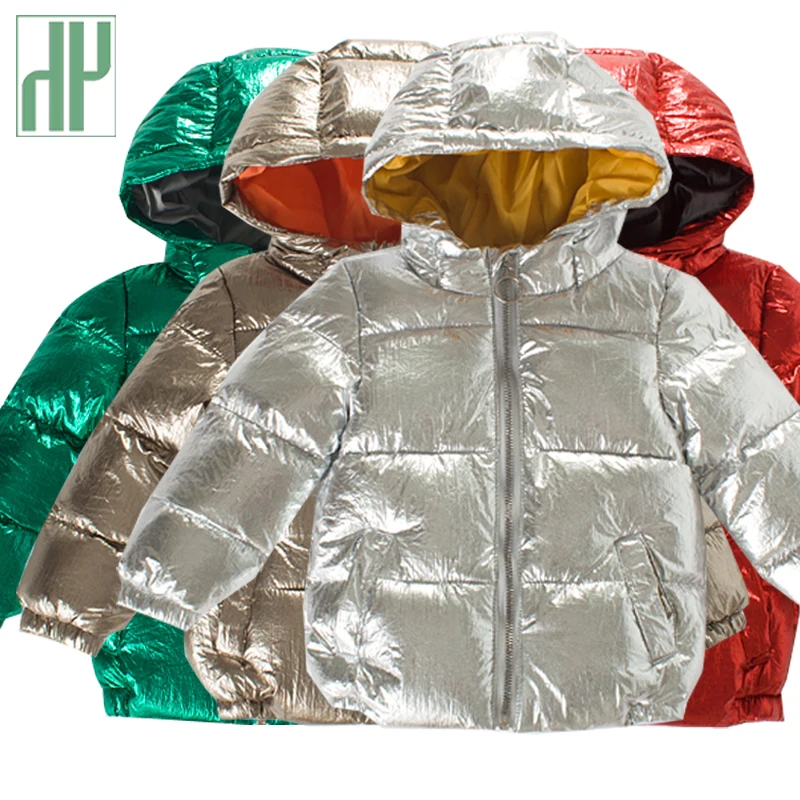 

HH Baby girl winter jacket Hooded jacket for boys children's clothing thicken kids snowsuits silver down jacket outerwear coats