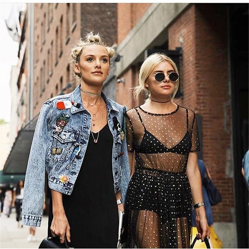 OOTN Sheer Mesh Maxi Dress Women Short Sleeve Sequin Polka Dot Dresses Black Perspective Sundress Summer High Waist Beach Dress OOTN Sheer Mesh Maxi Dress Women Short Sleeve Sequin Polka Dot Dresses Black Perspective Sundress Summer High Waist Beach Dress