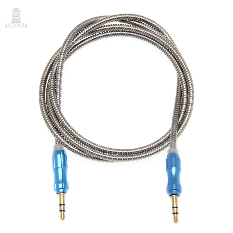100pcs Aux Cable Speaker Wire 3 5mm Jack sliver ring matel Audio Cable For Car Headphone Adapter Jack 3 5 mm Cable For MP3 MP4
