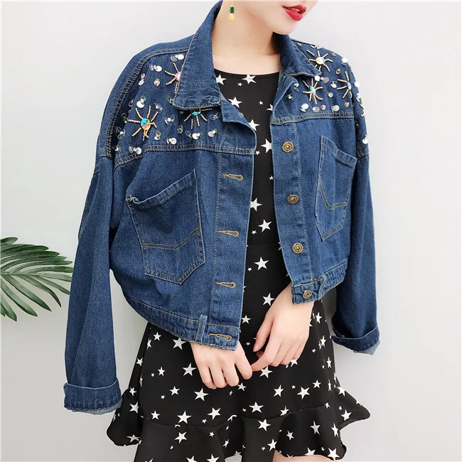 2017 spring female jean jacket casual decorated denim jacket clothing