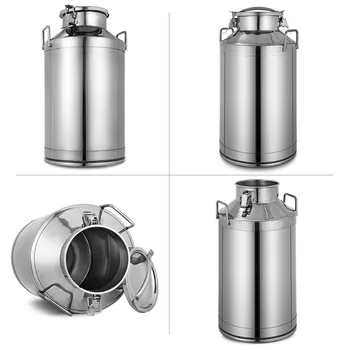 

50L 13.25 Gallon Stainless Steel Milk Can Wine Pail Bucket Tote Jug in one piece