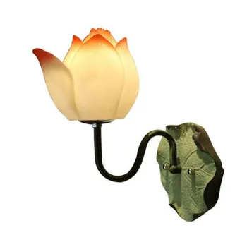 

Modern Chinese Lotus Led G4 Wall Lamp for Living Room Bedroom Hotel Deco Resin Flower Lighting 110/220V 2308