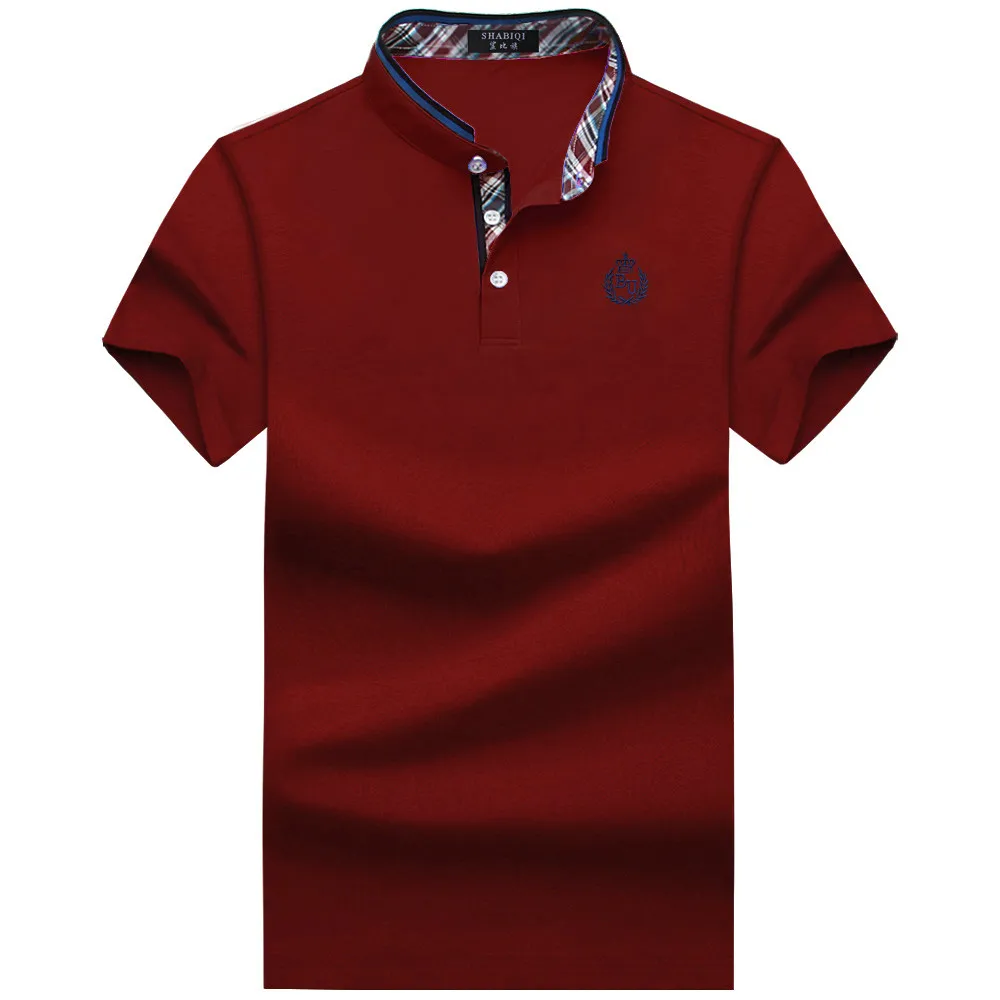SHABIQI новая брендовая мужская рубашка, Мужская рубашка поло, мужская рубашка поло с коротким рукавом и стоячим воротником, дизайнерская рубашка поло 6XL 7XL 8XL 9XL 10XL - Цвет: Wine red
