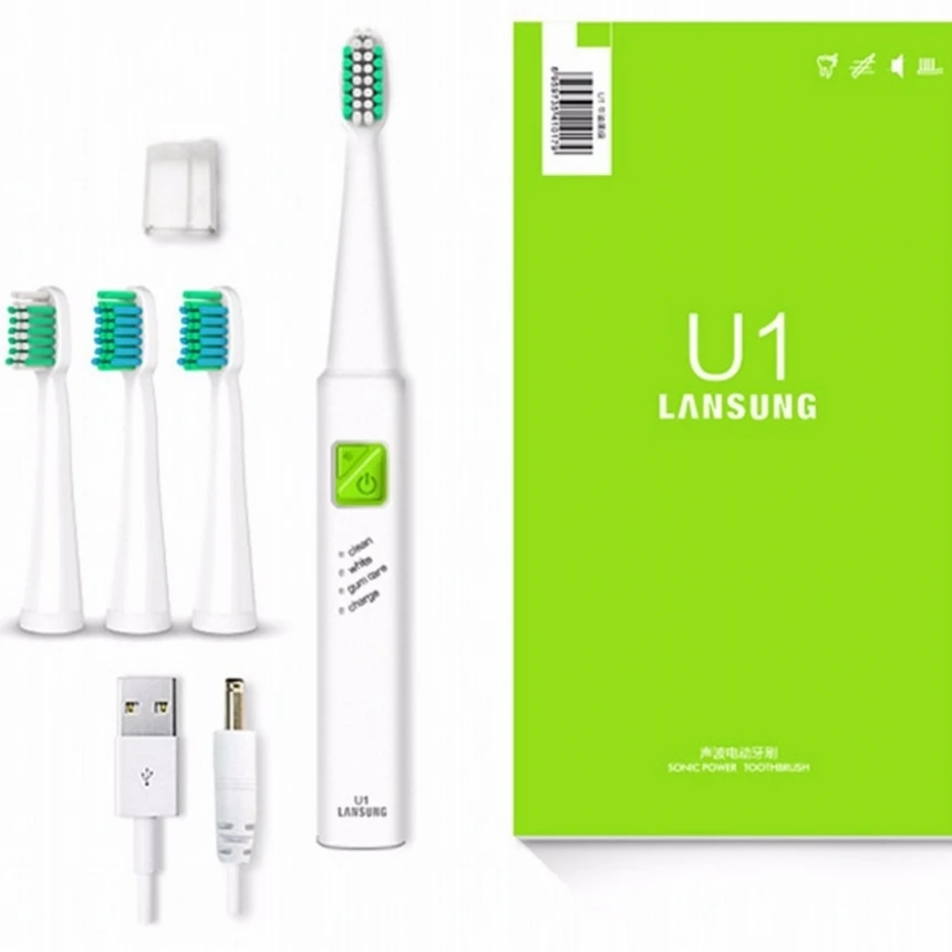 

31000/min high frequency LANSUNG U1 Ultrasonic Power toothbrush Rechargeable 4Pcs Heads Acoustic Wave fast charge for 4H IPX7