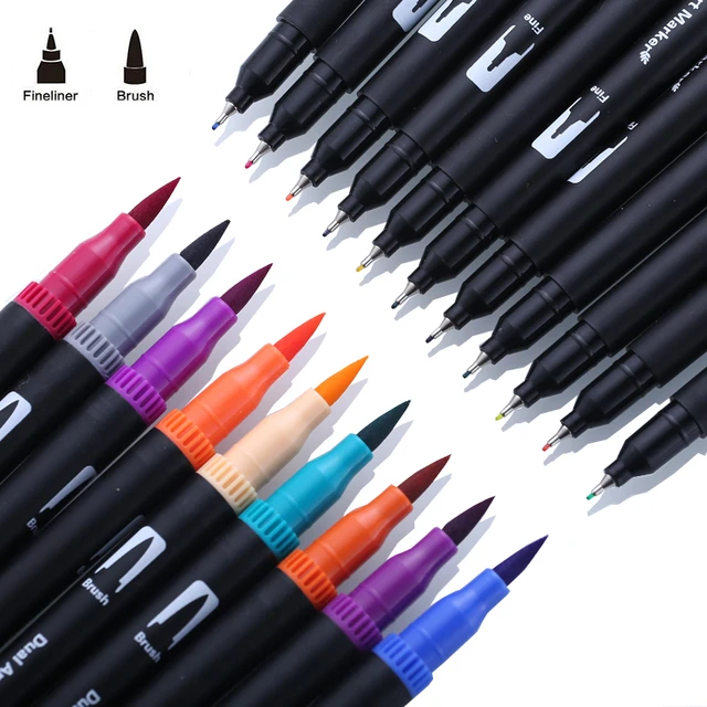 Dual Tip Brush Pens Fineliners Art Markers  Calligraphy Pen Art Markers -  Art Markers - Aliexpress