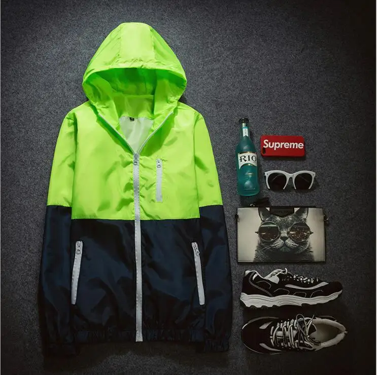 MOGEBIKE, летняя спортивная куртка для мужчин и женщин, для бега, на молнии, с капюшоном, хит, унисекс, тренировочная одежда, новинка, куртки для велоспорта - Цвет: Зеленый