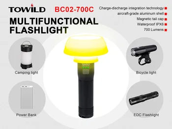 

TOWILD USB Rechargeable IPX6 Waterproof 700 lumens 18650 Battery LED Bike Lights Bike Headlight Outdoor Flashlight
