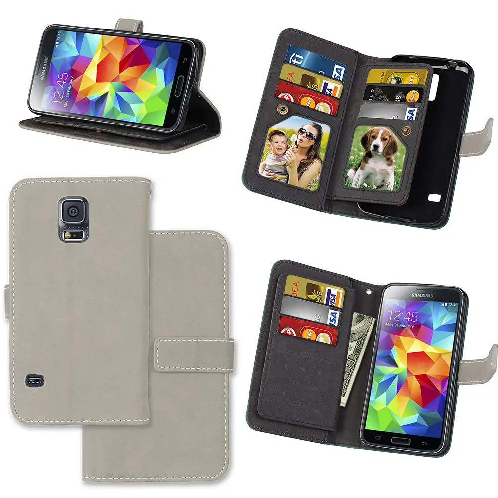 

Luxury Hard Matte Case For Samsung Galaxy S5 Fundas Cover For Samsung S5 Cases Cards Wallet Coque Leather Pouch Accessory Coque