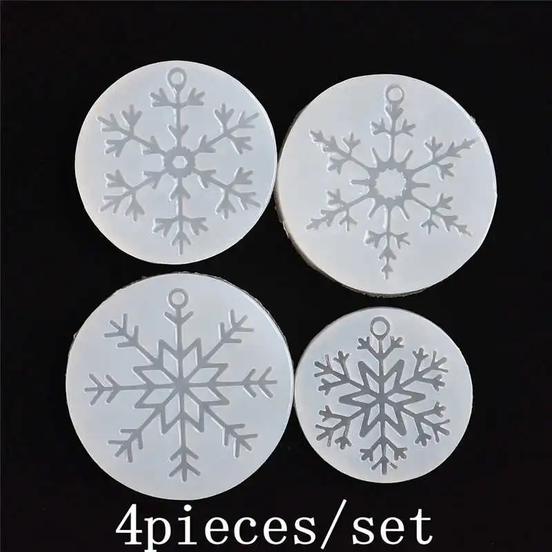 SNASAN силиконовая форма для ювелирных изделий Снежинка Подвески Смола силиконовая форма ручной работы инструмент формы для эпоксидной смолы - Цвет: snowflake 4pieces