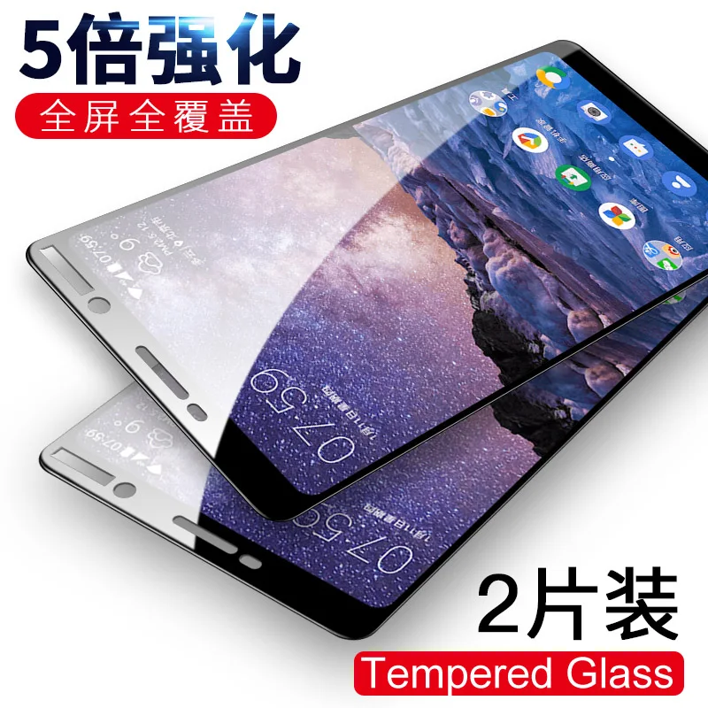 

Full Cover Tempered Glass For Nokia 7.1 6.1 6 2018 7 Plus X6 2.1 3.1 5.1 Screen protector Guard Protection Film