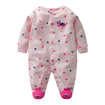 Одежда для новорожденных, детские пижамы-комбинезоны, комбинезоны, детская одежда, хлопковая одежда для сна для маленьких мальчиков, боди - Цвет: Pink flamingo