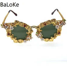 Новые роскошные новые брендовые солнцезащитные очки для женщин с кристаллами кошачий глаз солнцезащитные очки в стиле барокко Ретро полноразмерные солнцезащитные очки со звездами женские модные аксессуары