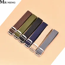 14 мм 16 18 мм 20 22 мм черный темно-синий сплошной цвет для перлона Тканые нейлоновые Ремешки для наручных часов браслет Тканые часы ремешок Пряжка ремень