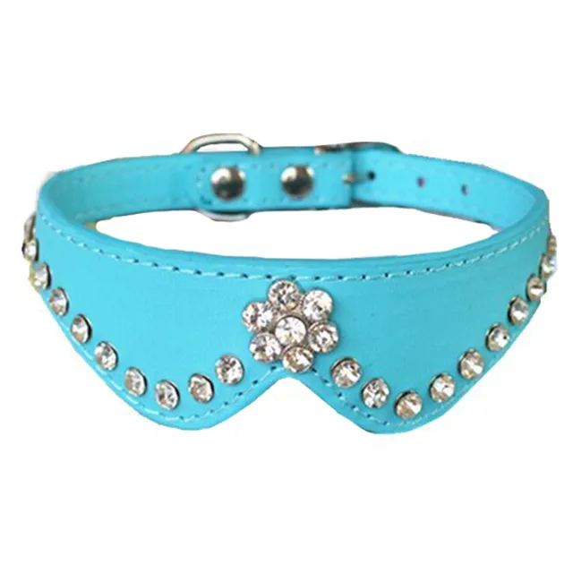 Leather Jeweled Dog Collar Puppy Pet Collars Small Dog Collars Pet
