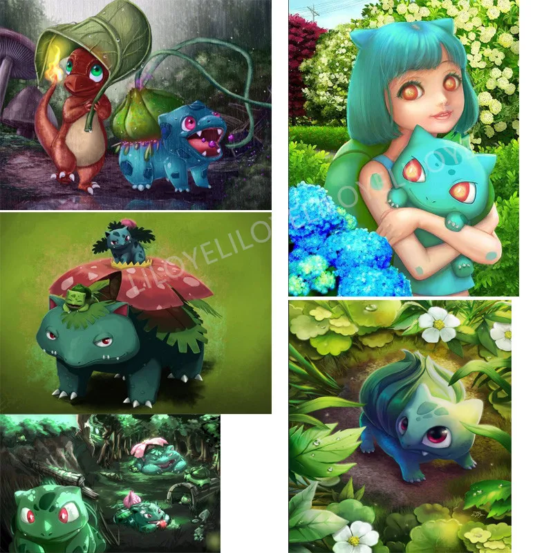 

5D DIY Diamond Painting Cartoon POKEMON Cross Stitch Colored Mosaic Needlework Home Decor 3D Diamond Embroidery Charmander FG936