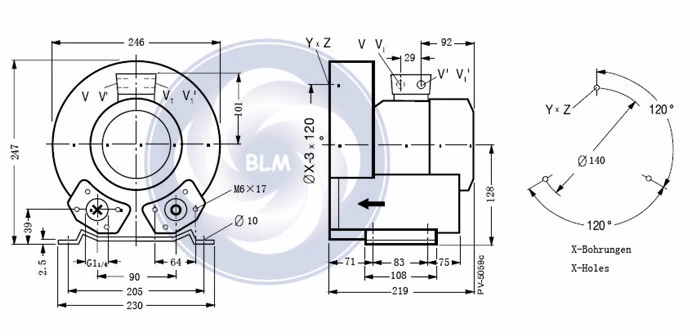 2RB210-7AH06 0.25KW/0.29KW Аквариум оксигенации Воздуходувка/Кольцо Воздуходувка/боковой канал вакуумный насос/компрессор