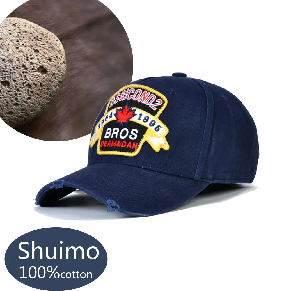 Alta calidad DSQICOND2 DSQ Gorra de béisbol hombres mujeres algodón hoja bordado azul marino negro Dad sombreros Casquette Gorra Beisbol
